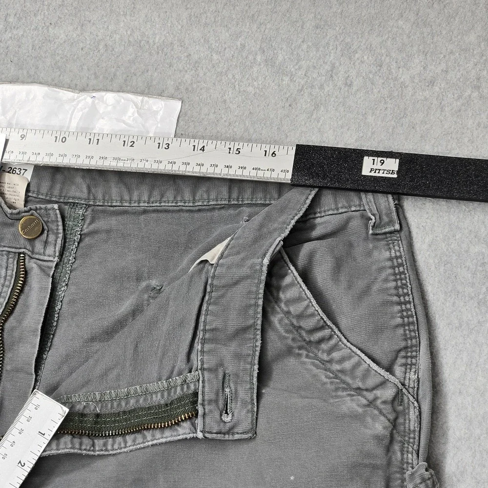 Carhartt Men Pants 40X34 Gray Cargo Carpenter Canvas B151 Dungaree Y2K READ